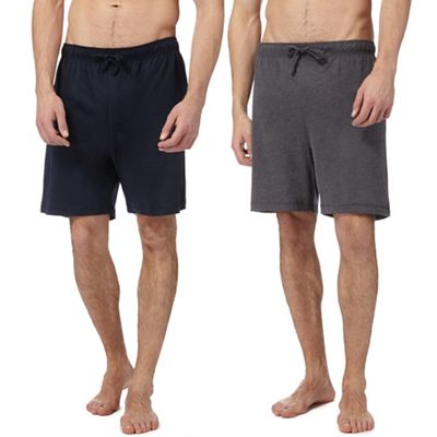 Pack of two navy and grey jersey lounge shorts